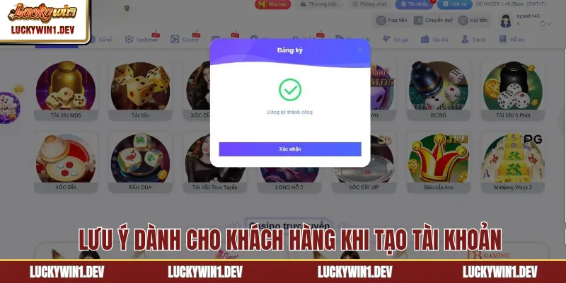 Lưu ý dành cho khách hàng khi tạo tài khoản